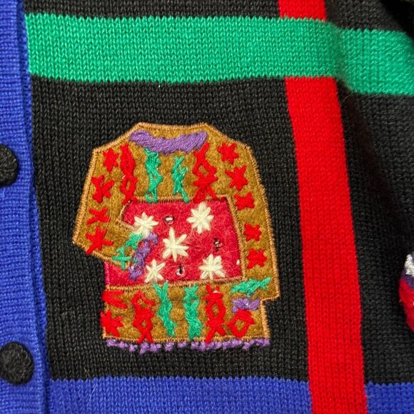 Paul Harris Cardigan Sweater XL Design Black Festive Patterns  Xmas Themed - Picture 6 of 14
